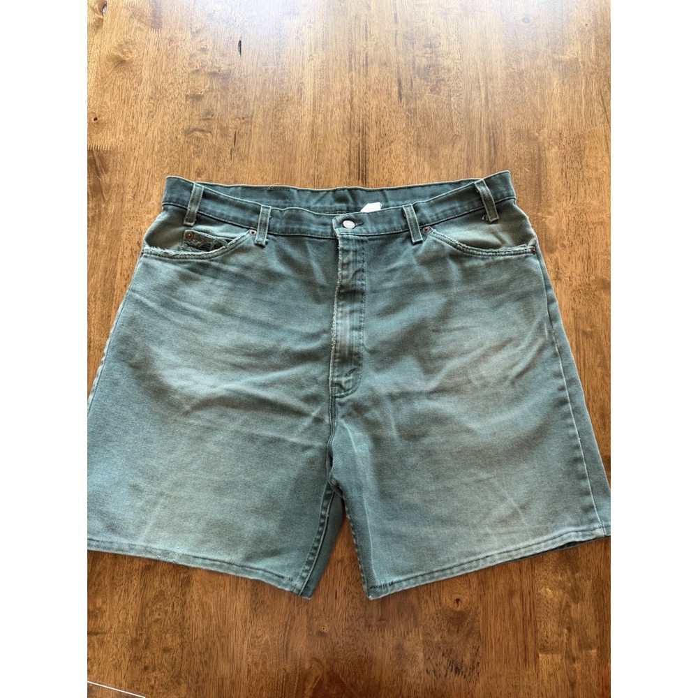 Vintage Levis 550 Shorts Mens 42 Green Orange Tab Relaxed Fit Denim USA 90s